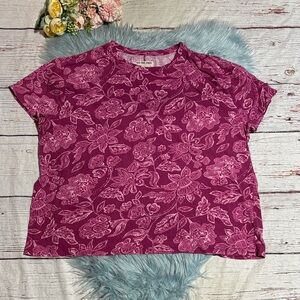 Free People We The Free Nina Printed Paisley Magenta Short Sleeve Top sz L